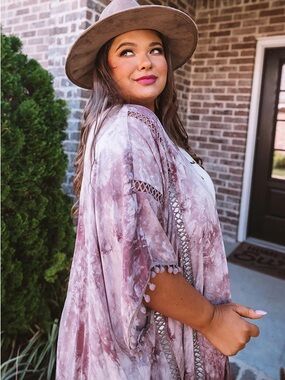 🎉🩷SALE🩷🎉 🆕💜L. LOVE: Acid Washed Plum Kimono S/M